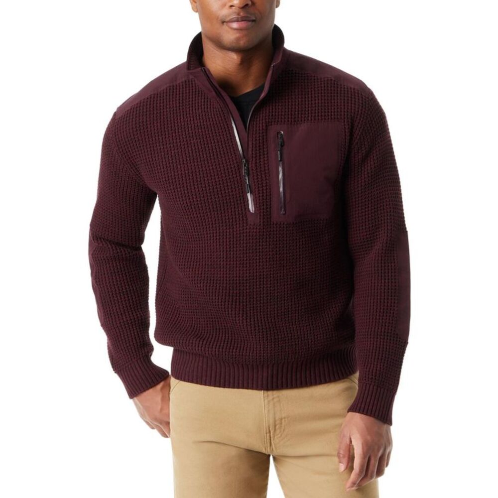 BASS OUTDOOR Mens Quarter Zip Patch Pullover Sweater, NWT